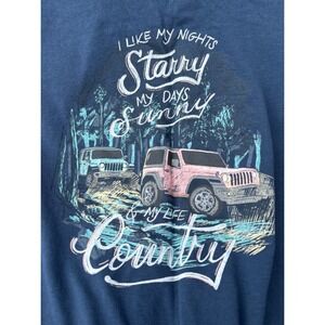 Lincoln Outfitters Women 2X Pink Jeep Tee Navy Blue Country Life Starry Nights